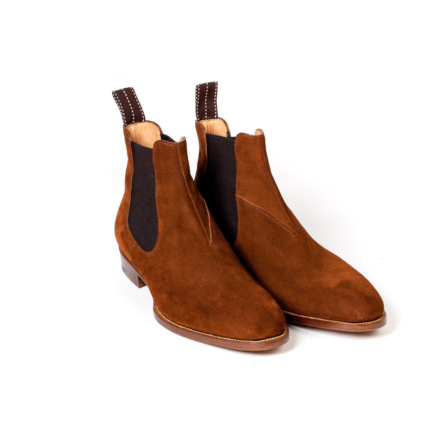 Boot "Chelsea" made of Cognac-Brown Suede - purely handmade